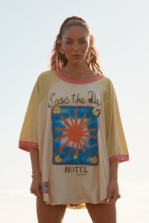 The Long Time No Sea Raglan Tee - Mustard