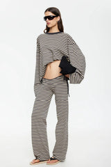 Bloom Long Sleeve Top - Slate Stripe