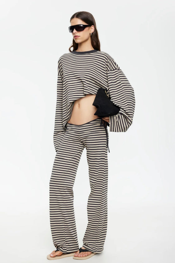 Bloom Long Sleeve Top - Slate Stripe