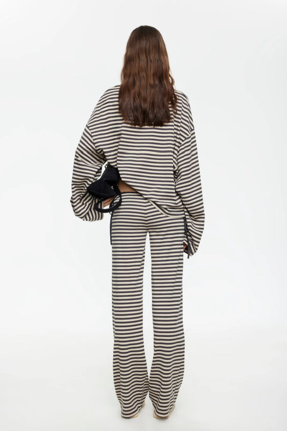 Bloom Long Sleeve Top - Slate Stripe
