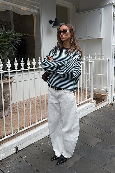 Bloom Long Sleeve Top - Chocolate Sea Stripe