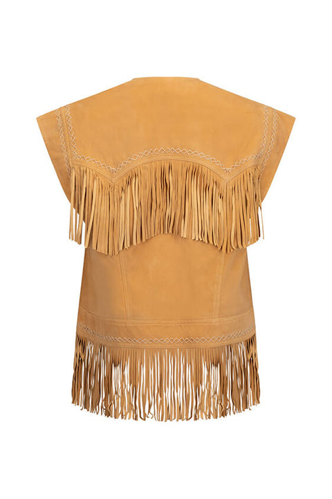 Fearless Heart Suede Fringe Vest - Sun Glow