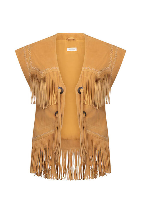 Fearless Heart Suede Fringe Vest - Sun Glow