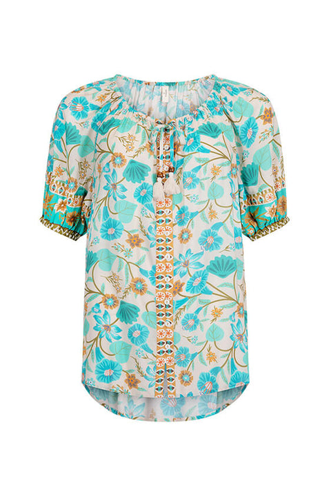 Goldie Short Sleeve Blouse - Lagoon