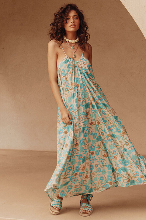 Goldie Strappy Maxi Dress - Lagoon