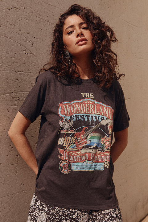 Wonderland Biker Tee - Charcoal