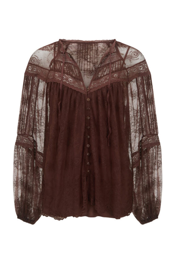 Teodora Lace Blouse - Fudge