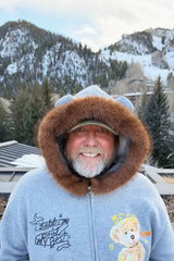 Bear With Me Zip Hoodie- Grey