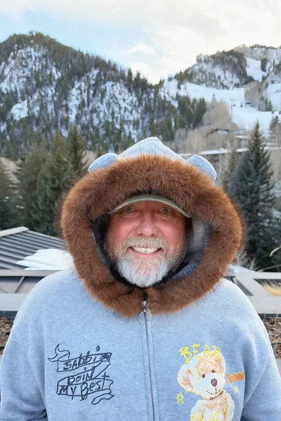 Bear With Me Zip Hoodie- Grey