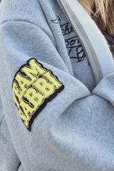 Bear With Me Zip Hoodie- Grey