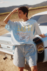 The Rhinestone Word Tee - Sky Blue