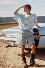 The Rhinestone Word Tee - Sky Blue