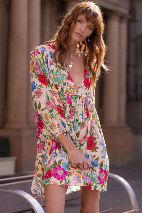 Valley of the Dolls Boho Mini Dress - Opal