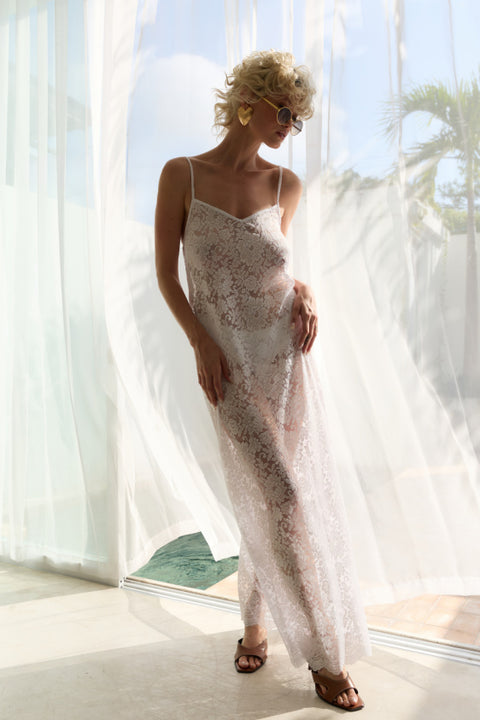 Noir Lace Maxi Slip - Summer White