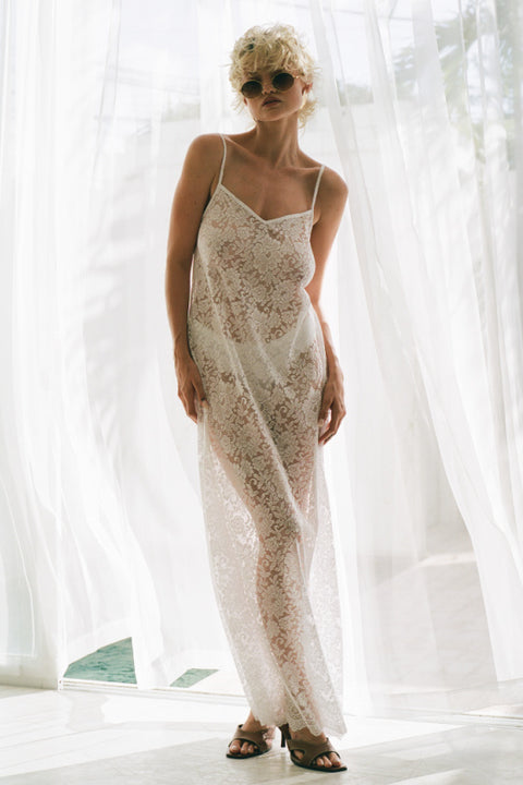 Noir Lace Maxi Slip - Summer White