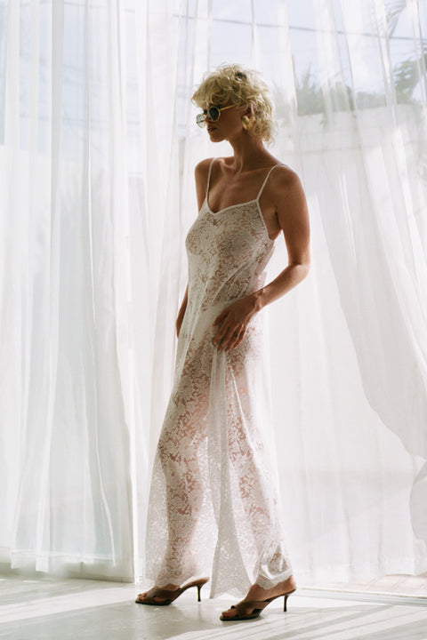 Noir Lace Maxi Slip - Summer White