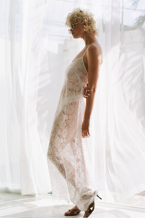 Noir Lace Maxi Slip - Summer White