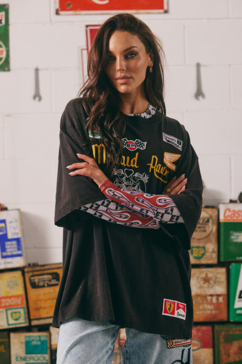 Racing Badges Very Oversized Tee - Black