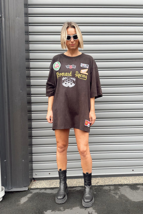 Racing Badges Very Oversized Tee - Black