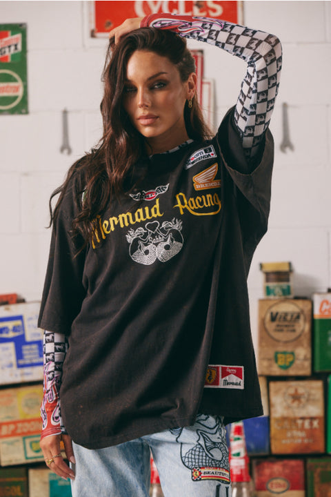 Racing Badges Very Oversized Tee - Black