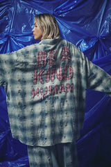 Be a Kind Human Oversized Shirt - Blue