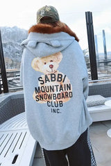 Bear With Me Zip Hoodie- Grey