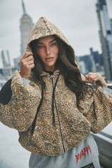 Be Happy Leopard Padded Bomber