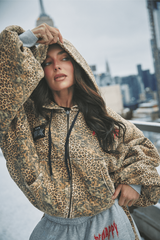 Be Happy Leopard Padded Bomber