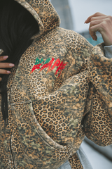 Be Happy Leopard Padded Bomber