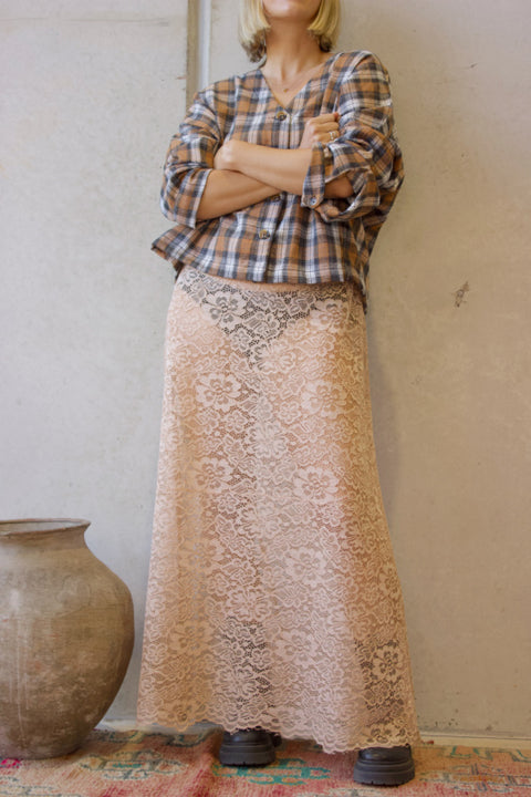 Noir Lace Maxi Slip - Beige