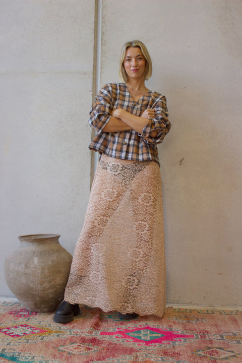 Noir Lace Maxi Slip - Beige