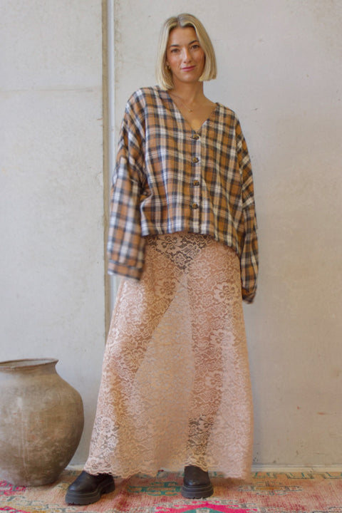 Noir Lace Maxi Slip - Beige
