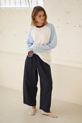 Bella Barrel Pants - Navy
