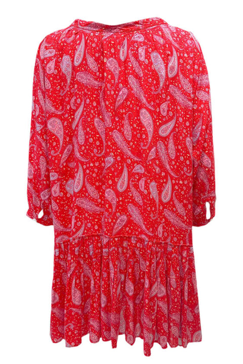 Biasa Short Dress - Red Paisley