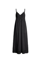 Lace Trim Maxi Dress - Black