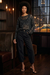 Gilded Hour Mesh Long Sleeve Sequin - Black