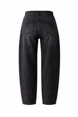 Acid Washed Barrel Jeans - Black