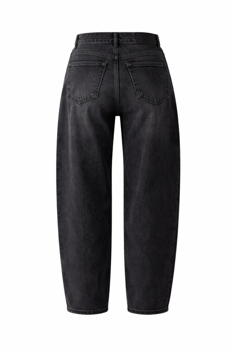 Acid Washed Barrel Jeans - Black