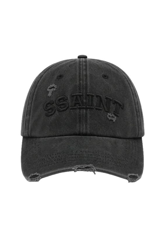 SŚAINT Logo Cap Black Acid Wash - Black Logo