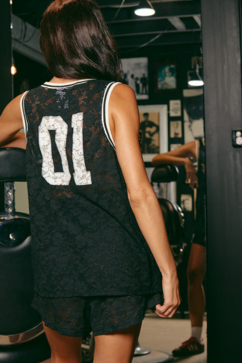 The Lace Basketball Singlet - Black