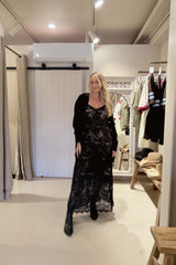 Noir Lace Maxi Slip - Black Lace