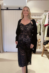 Noir Lace Maxi Slip - Black Lace
