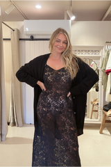 Noir Lace Maxi Slip - Black Lace
