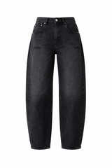 Acid Washed Barrel Jeans - Black