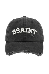 SŚAINT Logo Cap Black & Cream Acid Wash