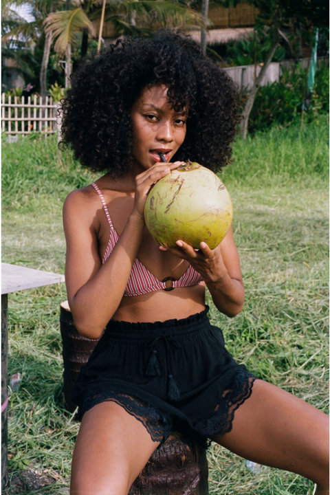 Safari Paperbag Boxer Lace Shorts - Black