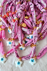 Bohemian pink bandana scarf charm necklace