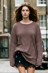 Coco Blush Stripe Long Sleeve — Chocolate/Pink