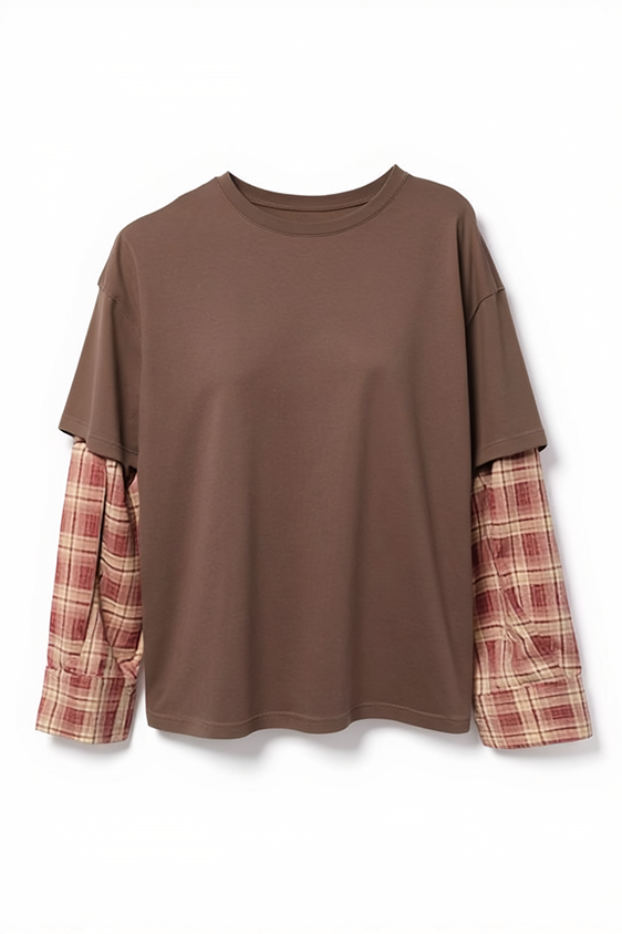 Rustwood Layer Tee — Chocolate/Rust Flannel