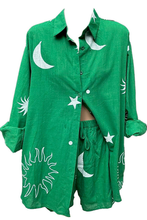 Green Star Linen Short Set